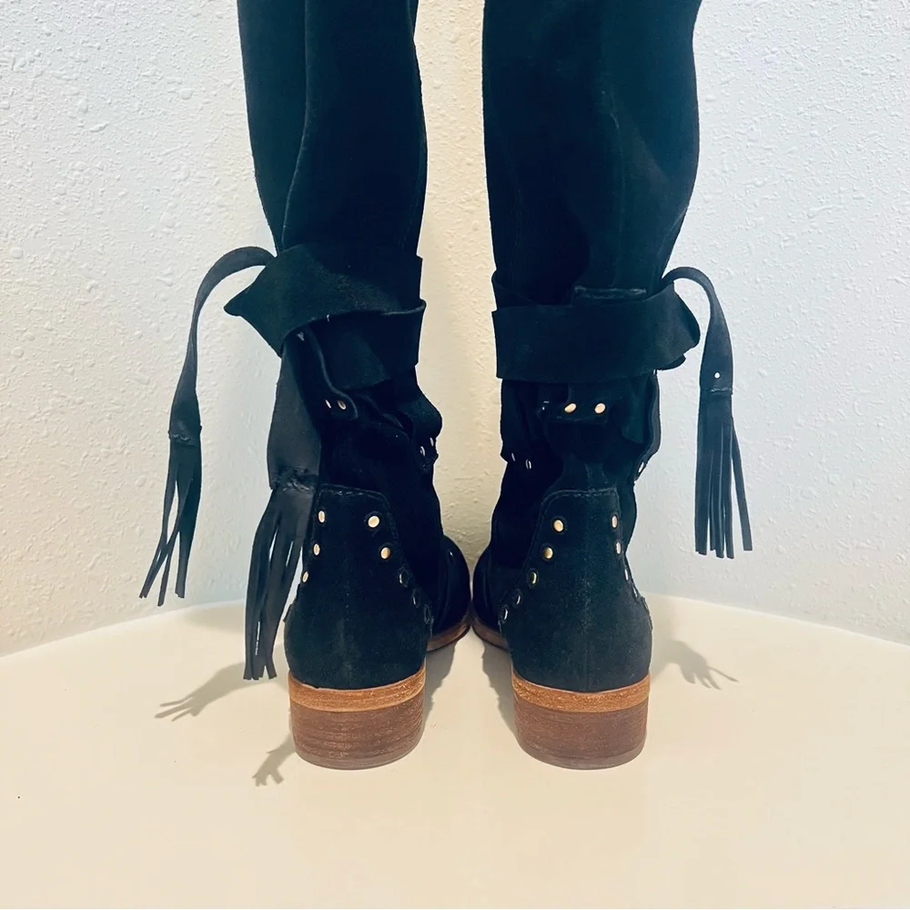See By Chloe Dasha Suede Black Over the Knee Block Heel Boots Size 5 NEW